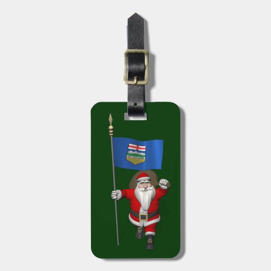 Santa Claus mit der Flagge von Alberta Gepäckanhänger (Vorderseite vertikal)