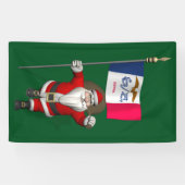 Santa Claus mit der Flagge von Iowa Banner (Horizontal)