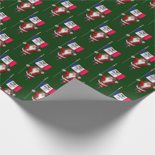 Santa Claus mit der Flagge von Iowa Geschenkpapier (Ecke)