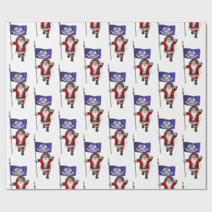 Santa Claus mit der Flagge von Louisiana Geschenkpapier