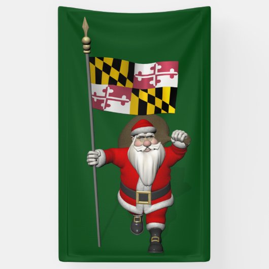 Santa Claus mit der Flagge von Maryland Banner (Vertikal)