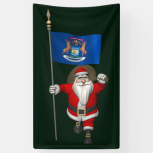 Santa Claus mit der Flagge von Michigan Banner