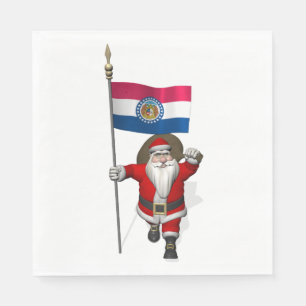 Santa Claus mit der Flagge von Missouri Serviette
