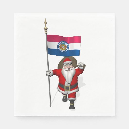 Santa Claus mit der Flagge von Missouri Serviette (Vorderseite)
