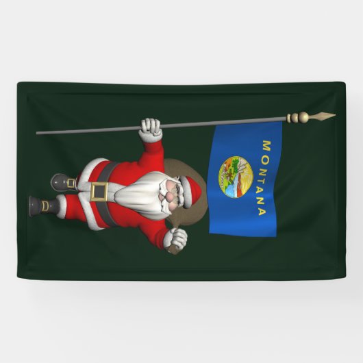 Santa Claus mit der Flagge von Montana Banner (Horizontal)