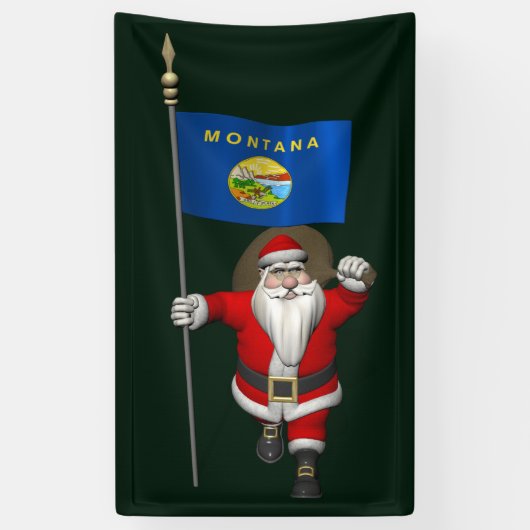 Santa Claus mit der Flagge von Montana Banner (Vertikal)