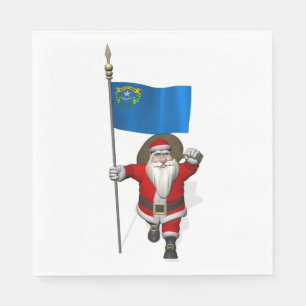 Santa Claus mit der Flagge von Nevada Serviette