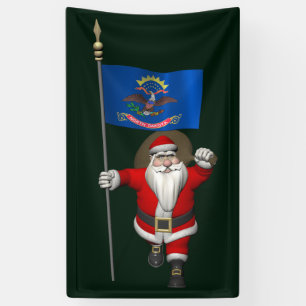 Santa Claus mit der Flagge von Nord-Dakota Banner