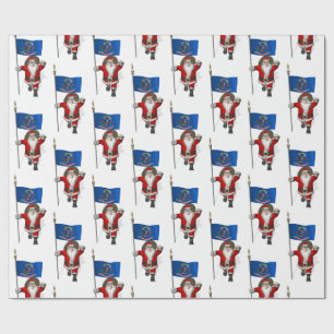 Santa Claus mit der Flagge von Nord-Dakota Geschenkpapier