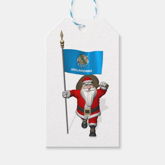 Santa Claus mit der Flagge von Oklahoma Geschenkanhänger (Vorderseite)