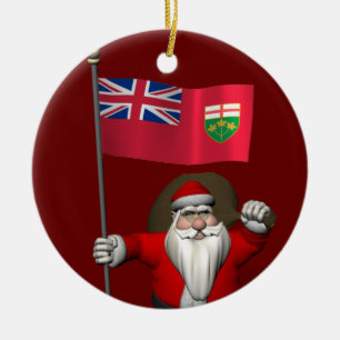 Santa Claus mit der Flagge von Ontario CDN Keramik Ornament