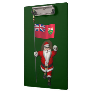 Santa Claus mit der Flagge von Ontario CDN Klemmbrett