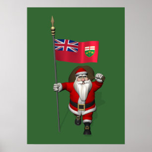 Santa Claus mit der Flagge von Ontario CDN Poster