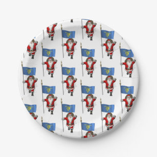 Santa Claus mit der Flagge von Oregon Pappteller