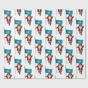 Santa Claus mit der Flagge von South Dakota Geschenkpapier