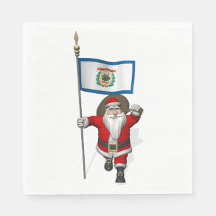 Santa Claus mit der Flagge von West Virginia Serviette