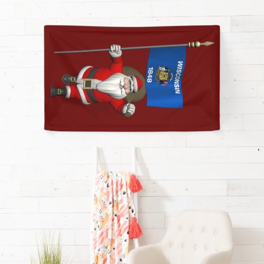 Santa Claus mit der Flagge von Wisconsin Banner (Insitu)