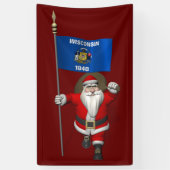 Santa Claus mit der Flagge von Wisconsin Banner (Vertikal)