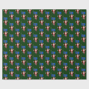 Santa Claus mit der Flagge von Wisconsin Geschenkpapier