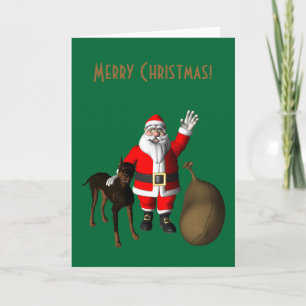 Santa Claus mit Doberman Pinscher Feiertagskarte