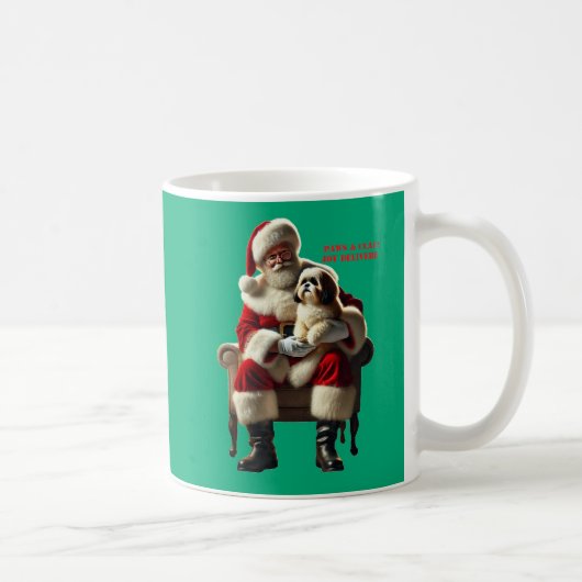 Santa Claus mit einem schiitischen Tzu Dog Weihnac Kaffeetasse (Rechts)