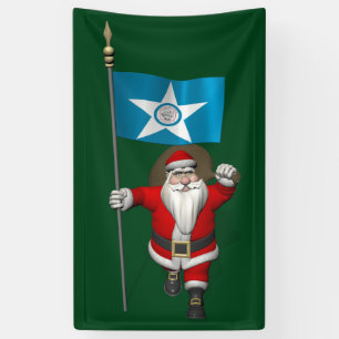 Santa Claus mit Fahne von Houston Texas Banner