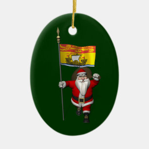 Santa Claus mit Fahne von New Brunswick CDN Keramikornament