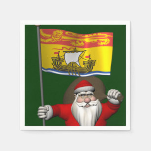 Santa Claus mit Fahne von New Brunswick CDN Serviette