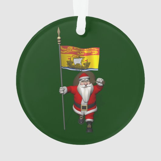 Santa Claus mit Flag New Brunswick CDN-Namen Ornament (Rückseite)