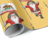 Santa Claus mit Flagge Kaliforniens Geschenkpapier (Rolleneckpunkt)