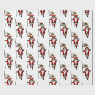 Santa Claus mit Flagge Kaliforniens Geschenkpapier