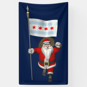 Santa Claus mit Flagge von Chicago Banner