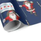 Santa Claus mit Flagge von Chicago Geschenkpapier (Rolleneckpunkt)