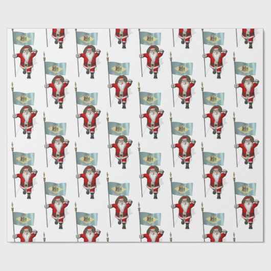 Santa Claus mit Flagge von Delaware Geschenkpapier (Flach)