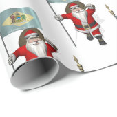 Santa Claus mit Flagge von Delaware Geschenkpapier (Rolleneckpunkt)