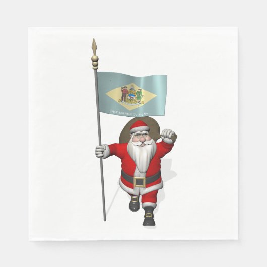 Santa Claus mit Flagge von Delaware Serviette (Vorderseite)