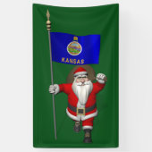 Santa Claus mit Flagge von Kansas Banner (Vertikal)