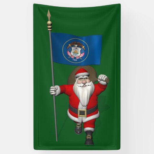Santa Claus mit Flagge von Utah Banner (Vertikal)