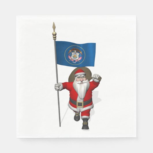 Santa Claus mit Flagge von Utah Serviette (Vorderseite)