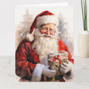 Santa Claus mit Geschenken malen Karte