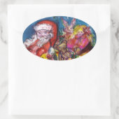 SANTA CLAUS MIT GIFTS OVALER AUFKLEBER (Tasche)