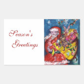 SANTA CLAUS MIT GIFTS RECHTECKIGER AUFKLEBER (Vorderseite)