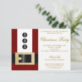 Santa Claus mit Glitzer Belt | Party Einladung (Stehend Vorderseite)