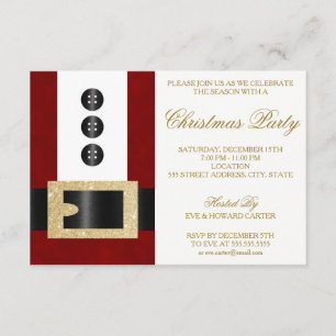 Santa Claus mit Glitzer Belt   Party Einladung