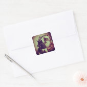 Santa Claus mit Goat Retro Black Phillip Quadratischer Aufkleber (Umschlag)