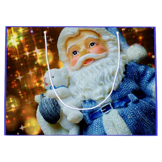 Santa Claus mit Gold Sparkle Geschenktasche Große Geschenktüte (Vorderseite)