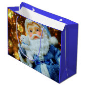 Santa Claus mit Gold Sparkle Geschenktasche Große Geschenktüte (Vorderseite Schrägansicht)
