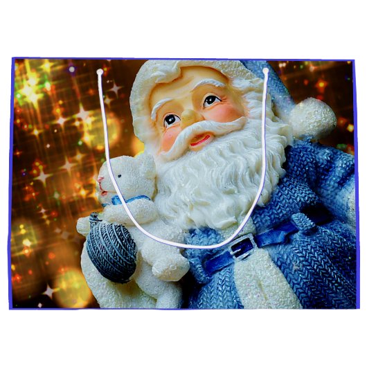 Santa Claus mit Gold Sparkle Geschenktasche Große Geschenktüte (Rückseite)