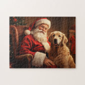 Santa Claus mit Golden Retriever Puzzle (Horizontal)
