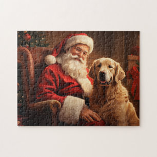 Santa Claus mit Golden Retriever Puzzle